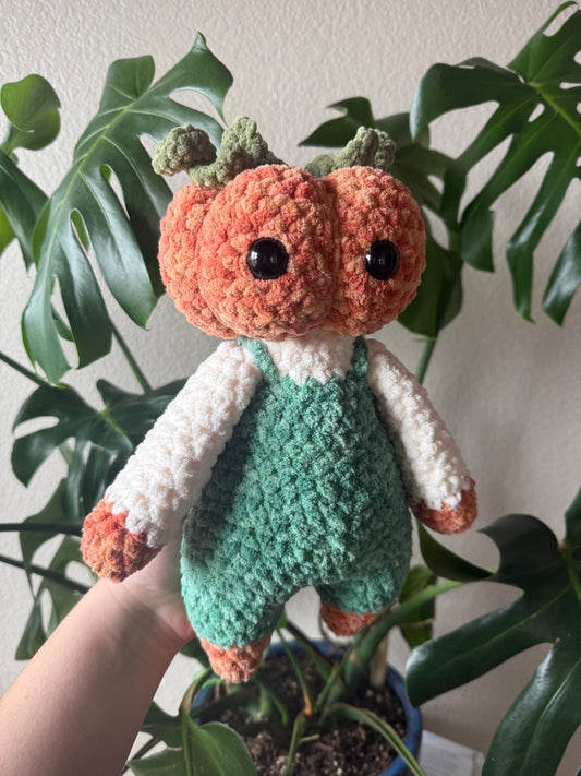 Crochet Gourd Guy with Green Overalls
