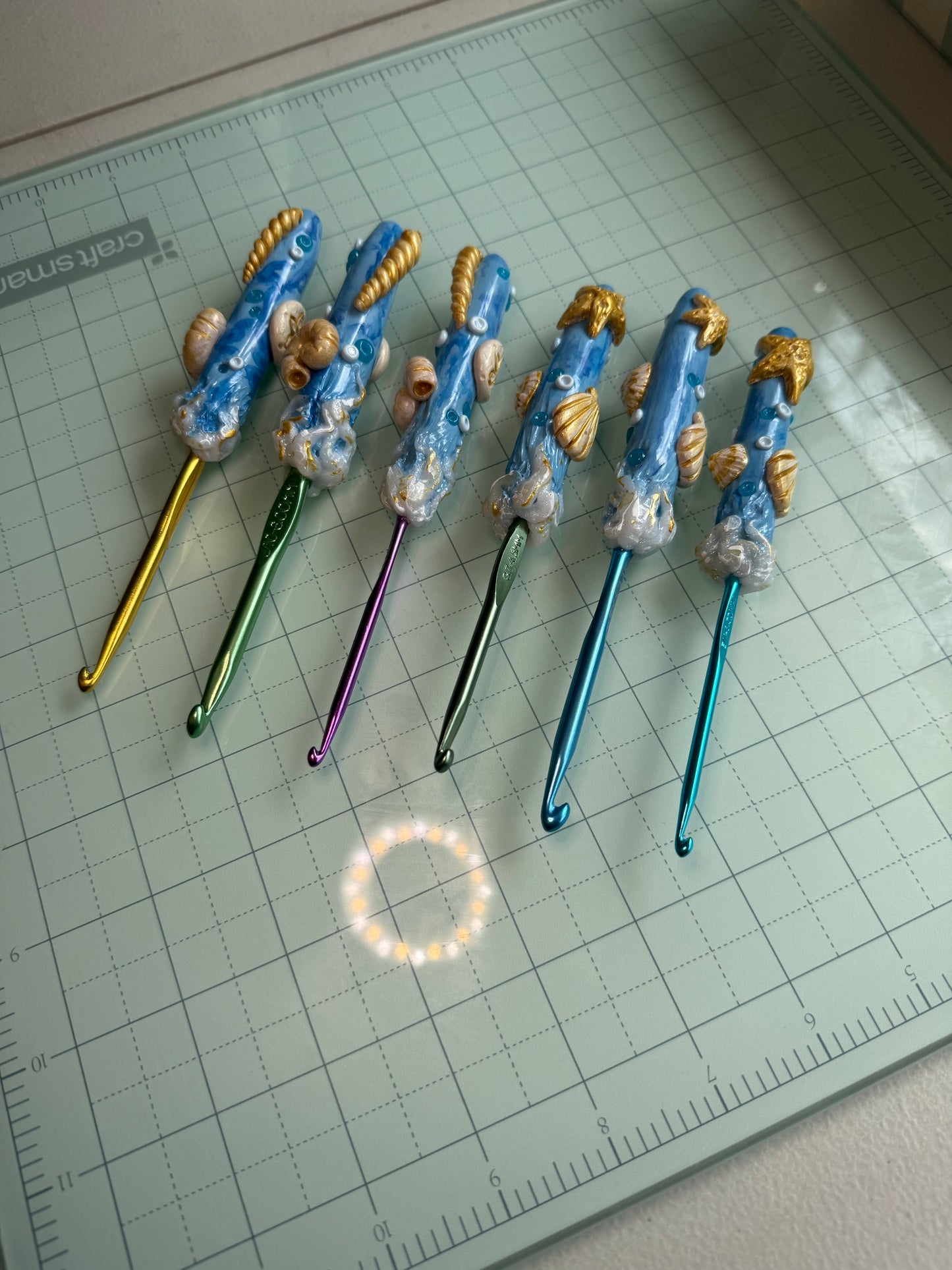 Oceanic Crochet Hook Set- Handmade Polymer Clay Sculpted