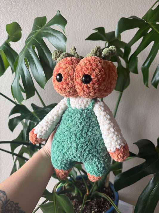 Crochet Gourd Guy with Green Overalls