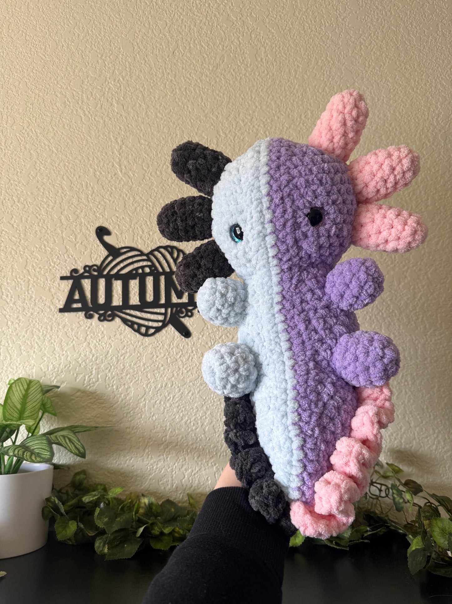 Giant Crochet Axolotl ~ Yin Yang