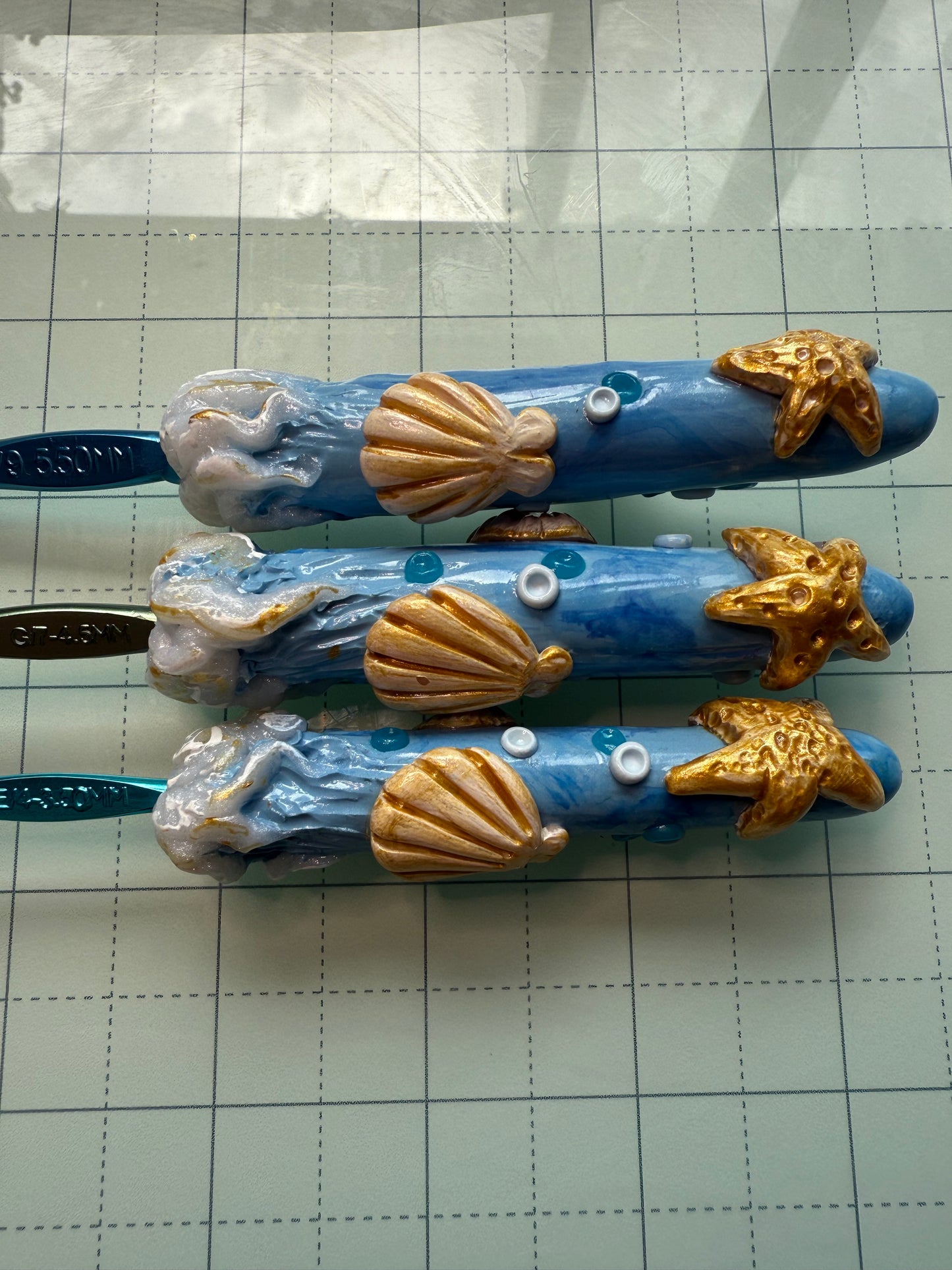 Oceanic Crochet Hook Set- Handmade Polymer Clay Sculpted